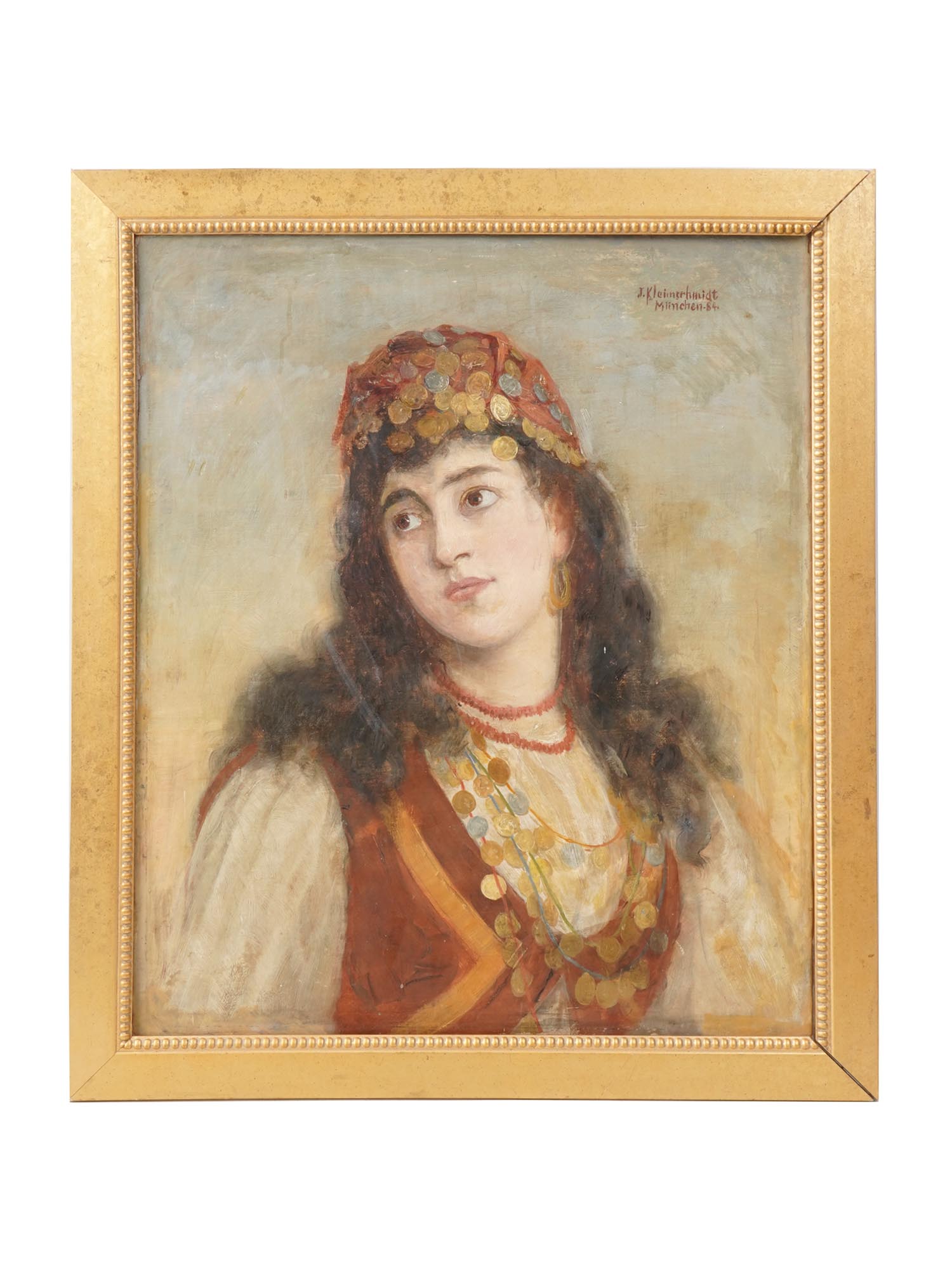 ANTIQUE WOMAN PORTRAIT BY JOHANNES KLEINSCHMIDT